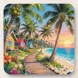 Tropical Paradise Coastal Seaside Cottage Ocean Coaster