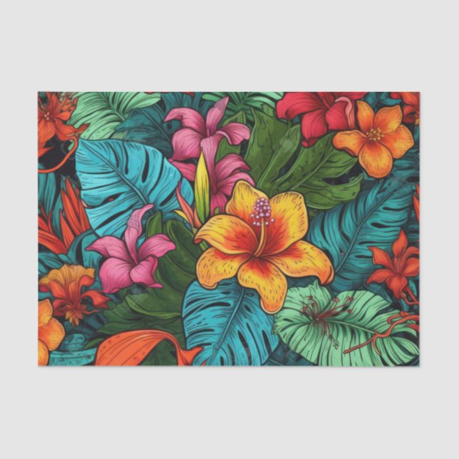 Tropical Paradise Exotic Flora Decoupage Paper  (Front)