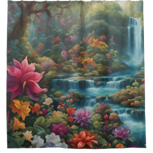 "Tropical Paradise Falls" Shower Curtain