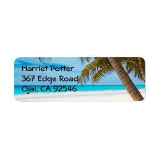 Tropical Paradise Fine Beach Palm Trees Return Address Label