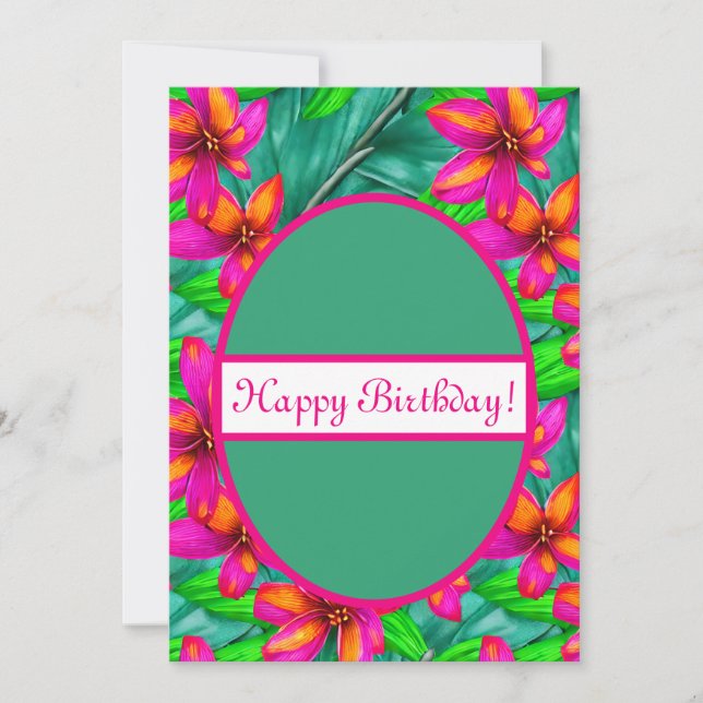 Tropical Paradise Floral  Holiday Card (Front)