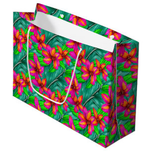 Tropical Paradise Floral Pattern Large Gift Bag