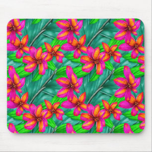 Tropical Paradise Floral Pattern Mouse Pad