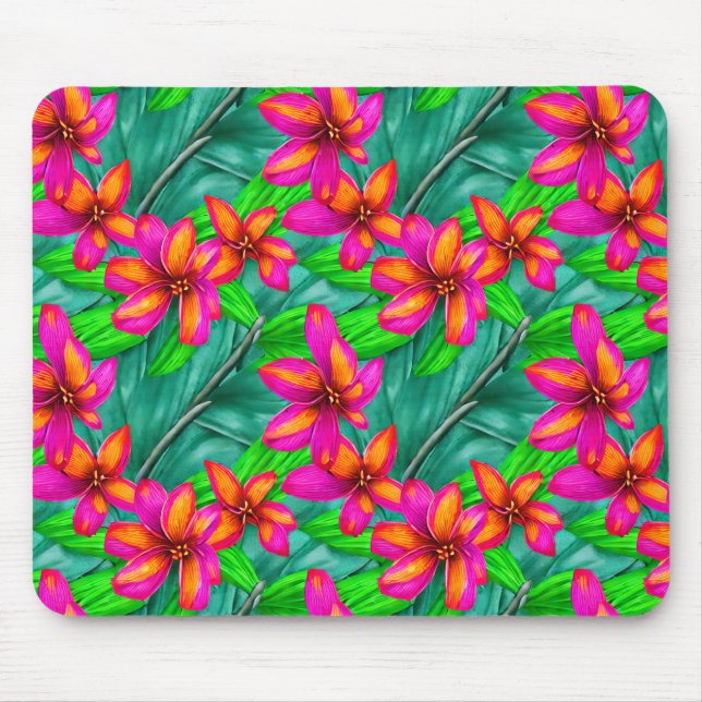 Tropical Paradise Floral Pattern Mouse Pad (Front)