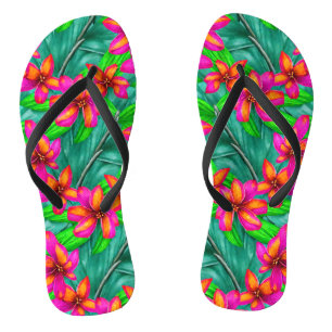 Tropical Paradise Floral Pattern Thongs