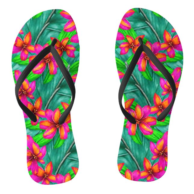 Tropical Paradise Floral Pattern Thongs (Footbed)