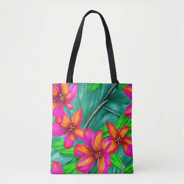Tropical Paradise Floral Pattern Tote Bag (Front)