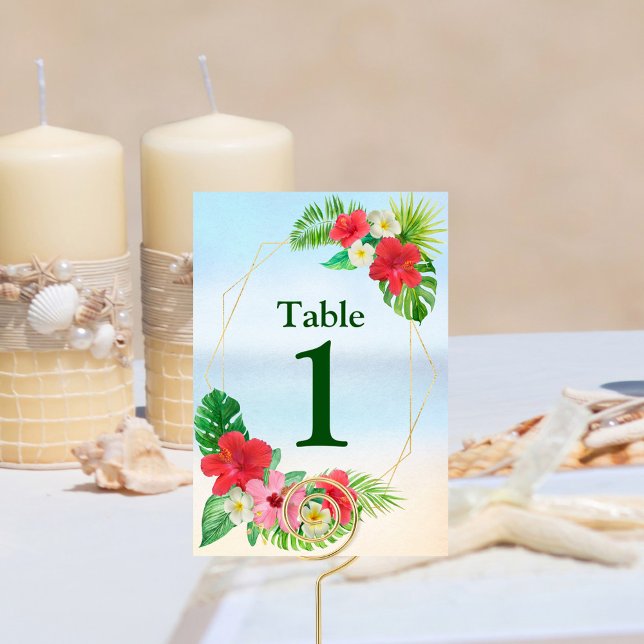 Tropical Paradise Floral Wedding Table Number (Creator Uploaded)