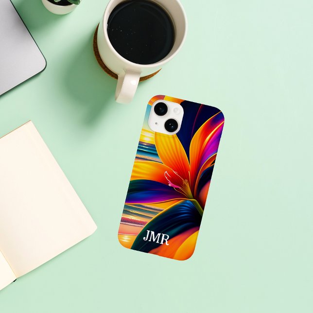 Tropical Paradise Flowers Monogram  Case-Mate iPhone Case (Creator Uploaded)