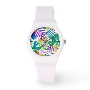Tropical Paradise Garden Monogram Name Watch