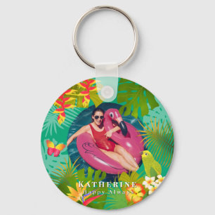 Tropical Paradise Green Keychain