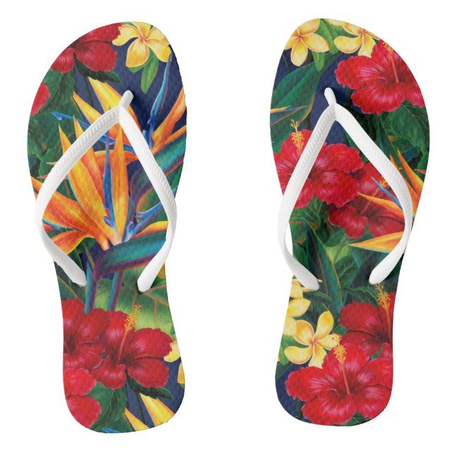 Tropical Paradise Hawaiian Floral Thongs (Footbed)