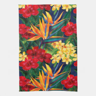 Tropical Paradise Hawaiian Floral Vertical Tea Towel