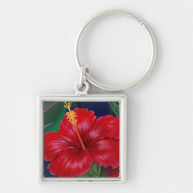 Tropical Paradise Hawaiian Hibiscus  Keyrings (Front)