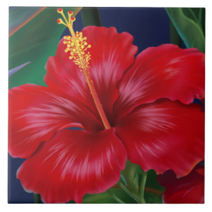 Tropical Paradise Hawaiian Hibiscus Tiles & Trivet