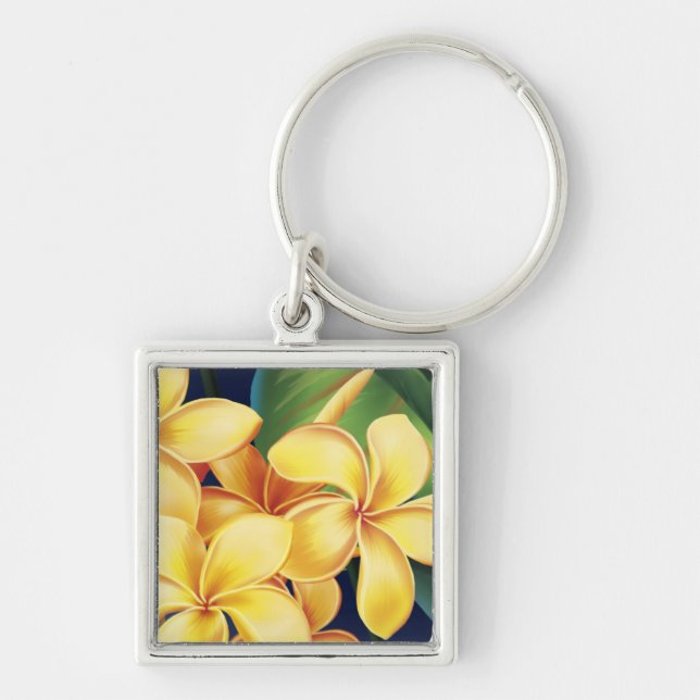 Tropical Paradise Hawaiian Plumeria   Keyrings (Front)