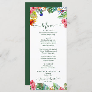 Tropical Paradise Hibiscus Hawaiian Wedding   Menu