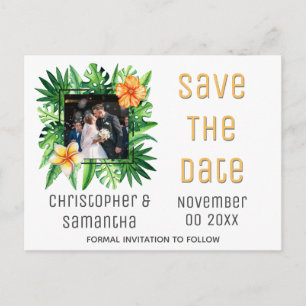 Tropical paradise island destination photo bridal announcement postcard