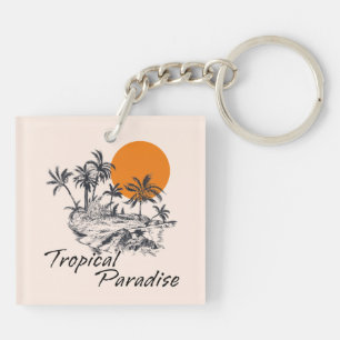 Tropical Paradise Island Key Ring
