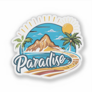 Tropical Paradise Island Logo Art