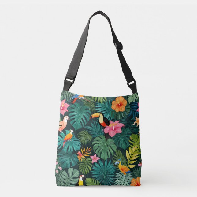 Tropical Paradise Jungle Pattern Crossbody Bag (Front)