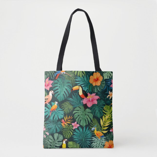 Tropical Paradise Jungle Pattern Tote Bag (Front)