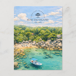 TROPICAL PARADISE KOH TAO ISLAND | Watercolor Holiday Postcard