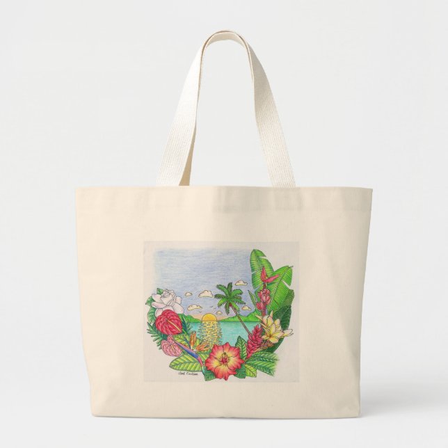 Tropical Paradise Large Tote Bag (Front)