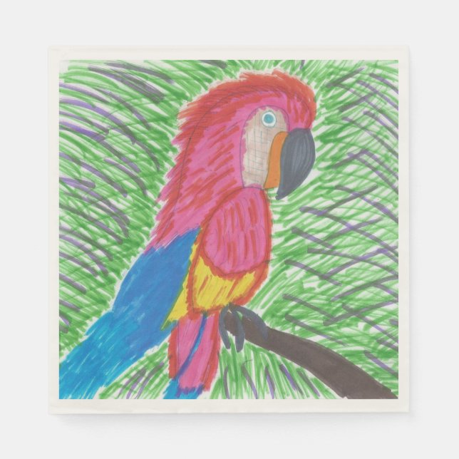 Tropical Paradise Macaw Paper Napkins (Front)