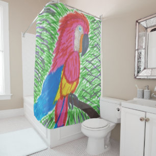Tropical Paradise Macaw Shower Curtain