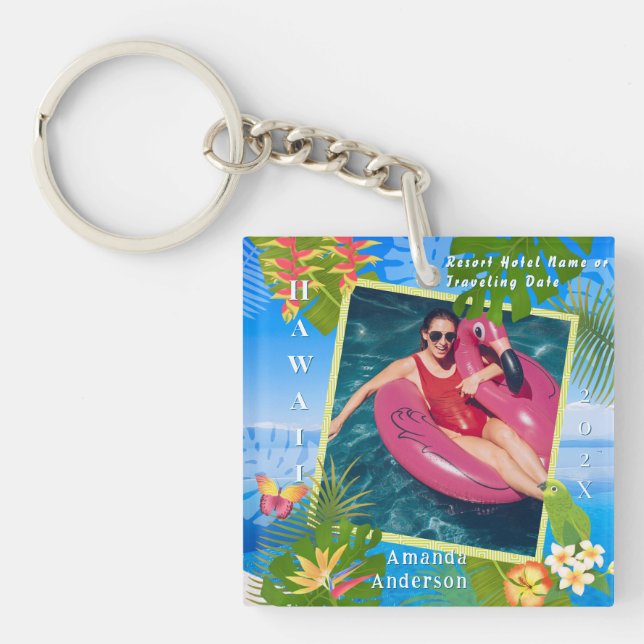Tropical Paradise Memory Sea Photo Key Ring (Front)