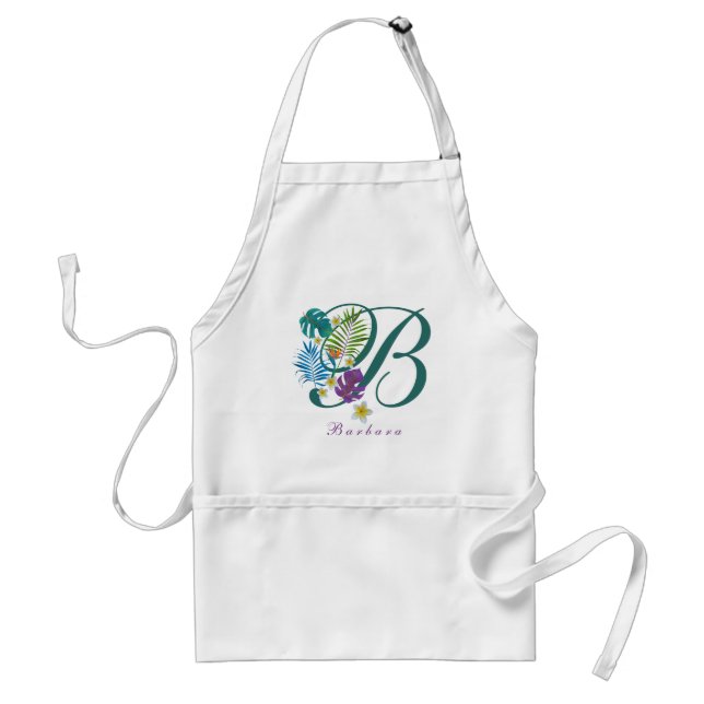 Tropical Paradise Monogram Name Barbara Standard Apron (Front)