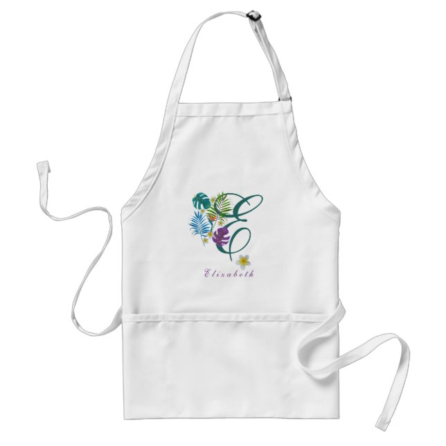 Tropical Paradise Monogram Name Elizabeth Standard Apron (Front)