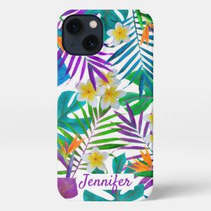 Tropical Paradise Monogram Name iPhone 13 Case