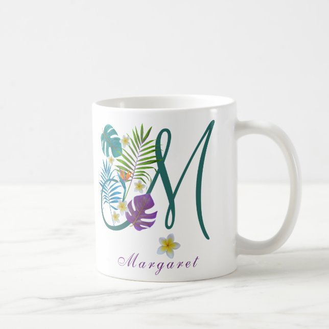Tropical Paradise Monogram Name Margaret Coffee Mug (Right)