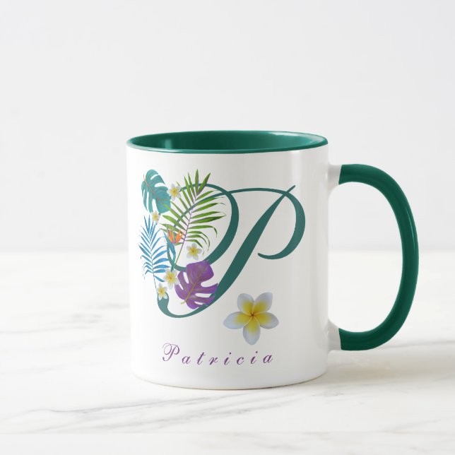 Tropical Paradise Monogram Name Patricia Mug (Right)