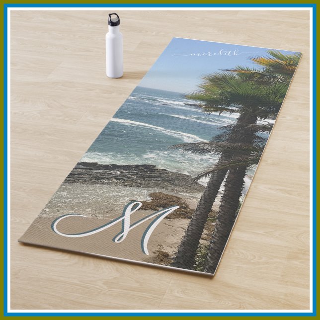 Tropical Paradise Ocean View Custom Monogram   Yoga Mat (Creator Uploaded)
