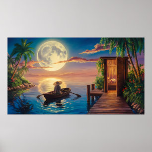Tropical Paradise Oil Painting  Poster