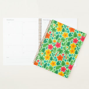 Tropical Paradise – Palm Leaves & Hibiscus Pattern Planner
