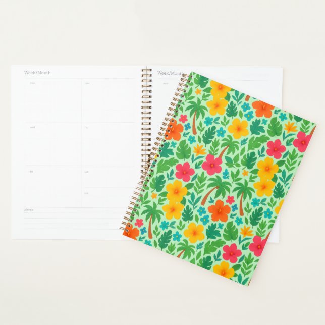 Tropical Paradise – Palm Leaves & Hibiscus Pattern Planner (Display)
