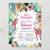 Tropical Paradise Pink Flamingo Birthday