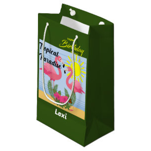 Tropical Paradise Pink Flamingo - Gift Bag - Small