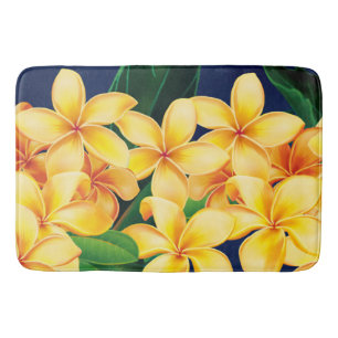 Tropical Paradise Plumeria Hawaiian Bath Mat