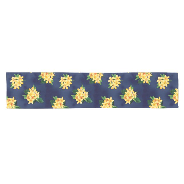 Tropical Paradise Plumeria Hawaiian Short Table Runner (Horizontal)