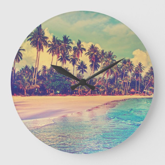Tropical paradise: sea, hotel, beach. large clock (Front)