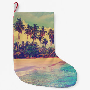 Tropical paradise: sea, hotel, beach. small christmas stocking