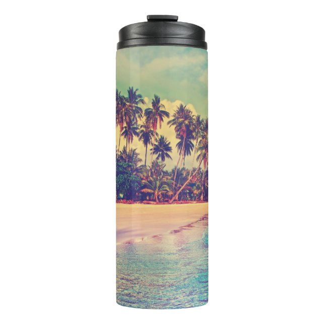 Tropical paradise: sea, hotel, beach. thermal tumbler (Front)