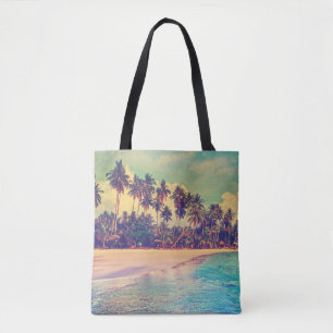 Tropical paradise: sea, hotel, beach. tote bag