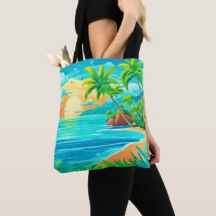 Tropical Paradise Sunset Coastline View Tote Bag