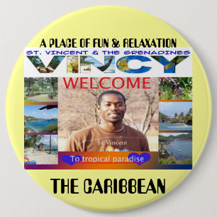 tropical paradise, THE CARIBBEAN , A PLACE OF F... 6 Cm Round Badge